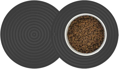 2 Pack Silicone Pet Food Mat, Small Rubber Mat for Dog Bowl, Cat Food Mat, Cat Bowl Mat Placemat Prevent for Food and Water Overflow, 9.5"x9.5"