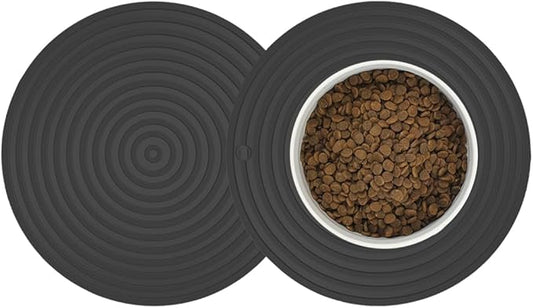 2 Pack Silicone Pet Food Mat, Small Rubber Mat for Dog Bowl, Cat Food Mat, Cat Bowl Mat Placemat Prevent for Food and Water Overflow, 9.5"x9.5"