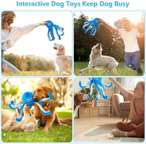 Dog Toys with Crinkle Paper- Octopus Stuffed Dog Squeak Toy Interactive Tug of War Puppy Toys for Small, Medium, Large Dogs - Image 5