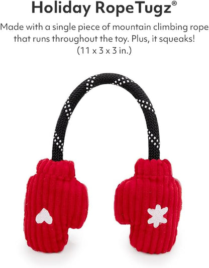 ZippyPaws - Holiday Rope Tugz Mittens Dog Toy