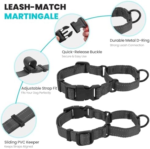 VIVAGLORY Double Handle Dog Leash Twingrip, 5ft x 1in, M2, Grey - Image 4