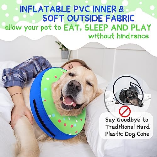 Supet Inflatable Dog Cone Collar Alternative After Surgery, Dog Neck Donut Collar Recovery E Collar, Soft Pet Cone for Small Medium Large Dogs - Image 3