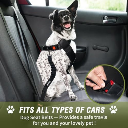 COOYOO Dog Seat Belt,Retractable Dog Car Harness Seat Belt for Car Adjustable Nylon Pet Safety Seat Belts Heavy Duty & Elastic Bungee Buffer - Image 2