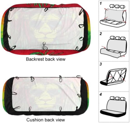 Fashion Universal Fit Auto Bench Seat Cushion Covers, Dirt Proof Dog Car Back Seat Cover, Car Rear Bench Seat Covers for Trucks SUV Compatible with Jamaican Rasta Flag Rastafarian Reggae Lion