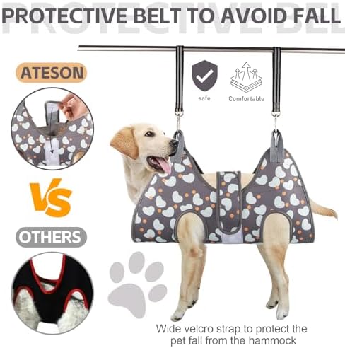 ATESON Dog Grooming Hammock for Medium/Large Dogs with Nail Clippers/Nail Trimmers, Dog Grooming Harness for Nail Trimming, Pet Grooming Sling Helper - Image 2