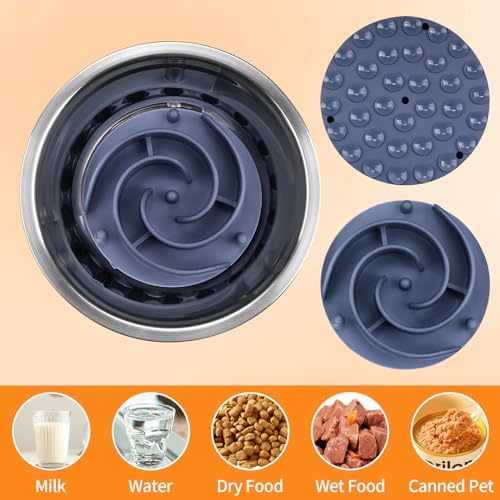 Slow Feeder Dog Bowls Insert, Bestalk Soft Silicone Slow Eating Feeder Insert with Suction Cups for Small, Medium and Large Dogs, Fit into Basic and Elevated Dog Bowls, Dark Blue - Image 5