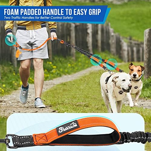 SlowTon Double Leash for Two Dogs, No Tangle & with Two Handles, Orange L - Image 3