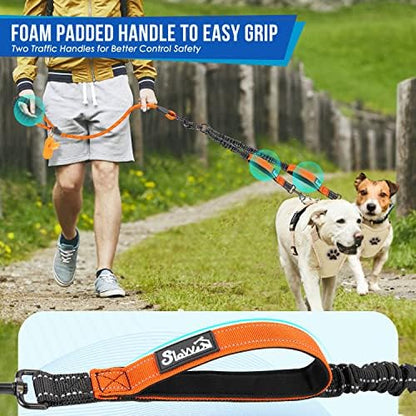 SlowTon Double Leash for Two Dogs, No Tangle & with Two Handles, Orange L - Image 3