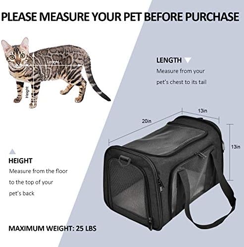 Henkelion Large Soft Sided Cat and Pet Carrier for Cats and Puppies up to 25Lbs - Collapsible, Waterproof Travel Carrier - Black - Image 4