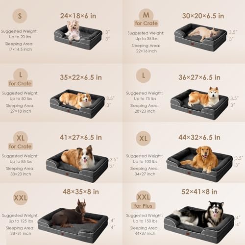 EHEYCIGA Orthopedic Dog Bed Medium Size Dog, Waterproof Washable Pet Beds - Image 2