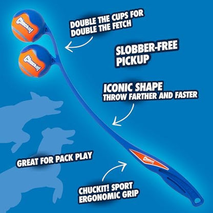 Chuckit! The Duo 22M Double Launcher Dog Toy 22", Two Medium Tennis Balls - Image 3