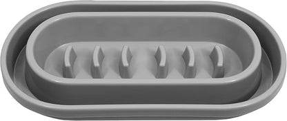 Ant Proof Slow Feeder Cat Dog Bowls, No Ants Anti-Slip No Spill Cat Dog Pet Slow Feeder Food Water Bowls Dish for Cats Small to Medium Size Dogs by With You6688 (Grey)