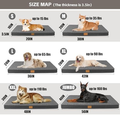 Patas Lague Orthopedic Large Dog Bed Pet Sofa Mat 48''X30'' Dark Grey - Image 5