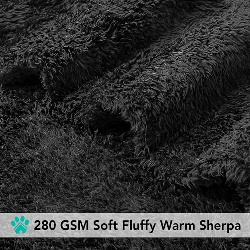 PetAmi Soft Plush Sherpa Dog Blanket for Pet Cat, Small 24x32, Black - Image 4