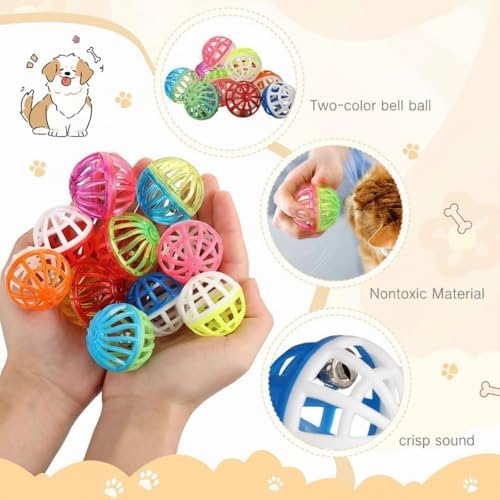 100 Pcs Cat Toy Balls with Bell, Plastic Lattice Cat Jingle Balls Toys - Image 2