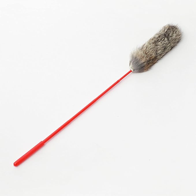 plplaaoo Plush Cat Teaser Wand, Bite Resistant Hand Crafted, Soft Flexible Plush Cat Toys, for Training, with Faux Rabbit Fur, for Cat Lovers Friends Family Co Workers (Grey)