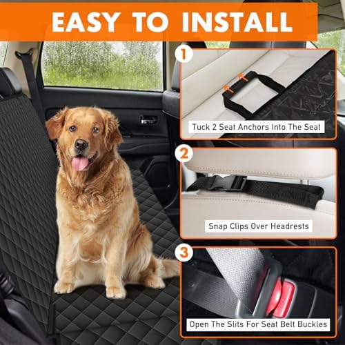 Waterproof Dog Backseat Cover for Cars, Non-Slip Pet Seat Protector, Black - Image 3
