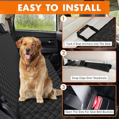 Waterproof Dog Backseat Cover for Cars, Non-Slip Pet Seat Protector, Black - Image 3