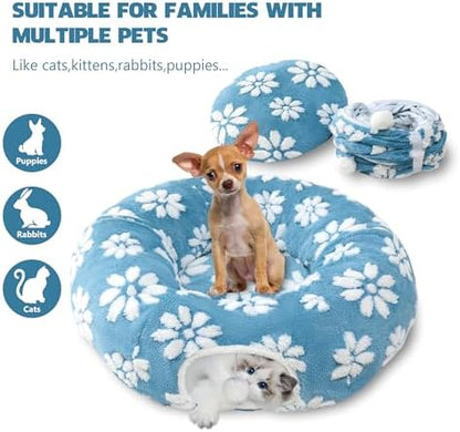 Cute Round Cat Tunnel for Indoor Cats, Blue - Image 4