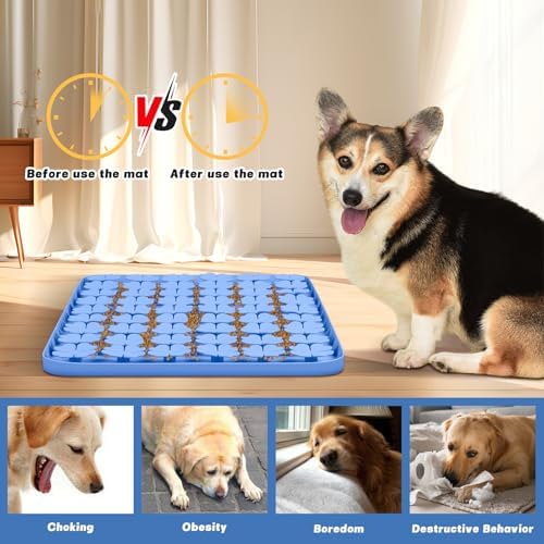 Silicone Snuffle Mat for Dogs 23.6"x 15.7" Large Slow Feeder Mat, Blue - Image 2