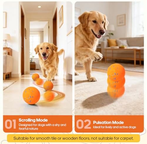 Interactive Dog Toys Ball with Chew-Resistant E-TPU Material, Smart Automatic Rolling Ball Toys for Small, Medium & Large Dogs, 2 Modes Rechargeable Moving Bouncing Dog Ball - Image 2