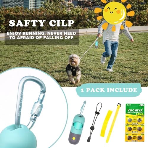 YUCHIYA Dog Poop Bags Holder with LED Flashlight, 15 Crystal Blue Bags, 3 Accessories, 3 LR44 Batteries Included - Image 5