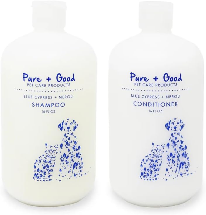 Shampoo and Conditioner Set, Formulated for All Pets, Gentle and Cleansing, Made in The USA, Cruelty Free, 16 fl oz (Blue Cypress + Neroli)