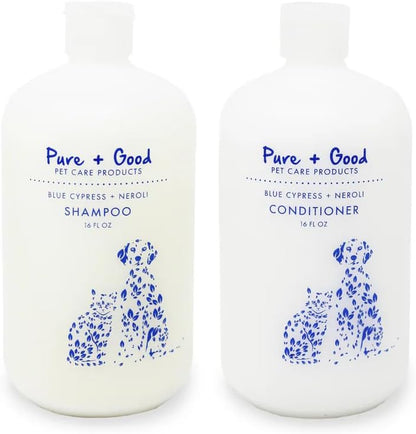Shampoo and Conditioner Set, Formulated for All Pets, Gentle and Cleansing, Made in The USA, Cruelty Free, 16 fl oz (Blue Cypress + Neroli)