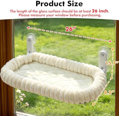 AMOSIJOY Foldable Cat Window Perch with Cloud-Soft Cushion Bed, XL White - Image 4