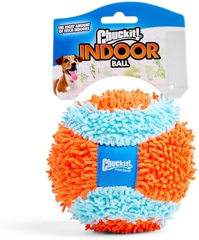 Chuckit! Indoor Fetch Ball Dog Toy, 4.75in, Orange and Blue - Image 3