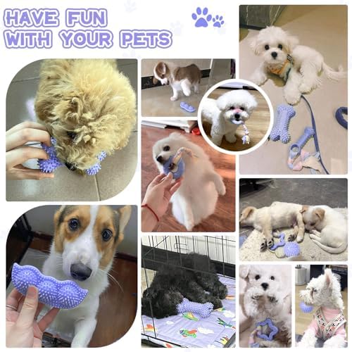 Petcare 6 Pack Puppy Teething Toys, Cute Purple Small Dog Chew Toys for Puppies 0-6 Months, Soft Rubber Rope Dog Teething Toys, Best Small Puppy Toys, Puppy Essentials Supplies - Image 2