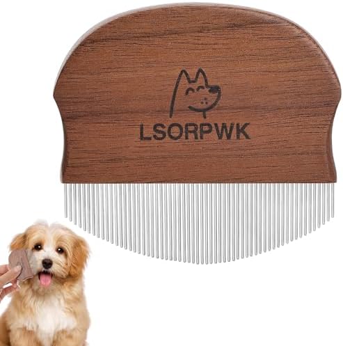 Walnut Wood Eye Comb for Pets, Professional Tear Stain Removal Tool by LSORPWK