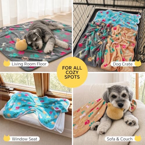 Luciphia 1 Pack 3 Blankets Fluffy Premium Fleece Pet Blanket Flannel Paw Printed Throw for Dog Cat(Large 41x31'', Grey/Brown/Blue) - Image 6