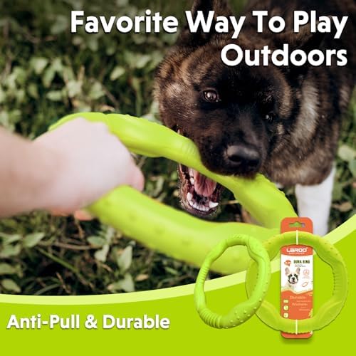 LaRoo Dog Chew Toy Ring 8.6 Inch,Floating Fetch Flying DiscInteractive Tug of War Toy for Dogs,Waterproof Lightweight Outdoor Dog Play Toy for Medium Dogs(Green) - Image 2