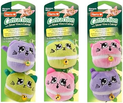 Cattraction with Silver Vine & Catnip Macaron Mice - 2 Pack,All Breed Sizes by Hartz