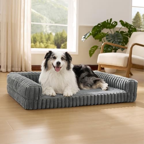 Bedsure ComfyFleece™ Memory Foam Orthopedic XL Dog Bed with Sides 42" by BEDSURE