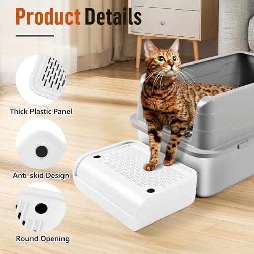 Cat Step for Litter Box, Litter Box Ramp with Filter Function, White - Image 4