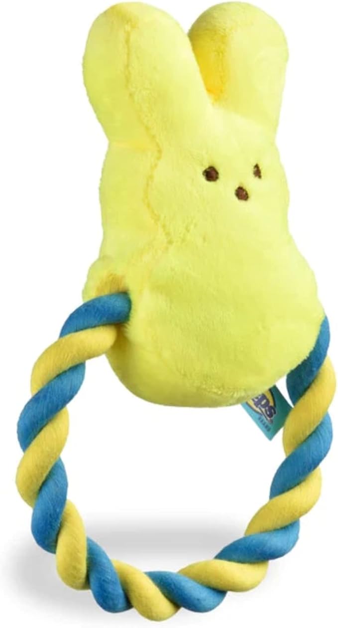 Peeps Squeaky Rope Dog Toy (Yellow Bunny)