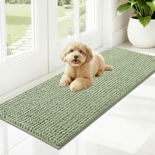 OLANLY Dog Door Mat for Muddy Paws 47x17, Extra Absorbent Chenille Mud Mat by OLANLY