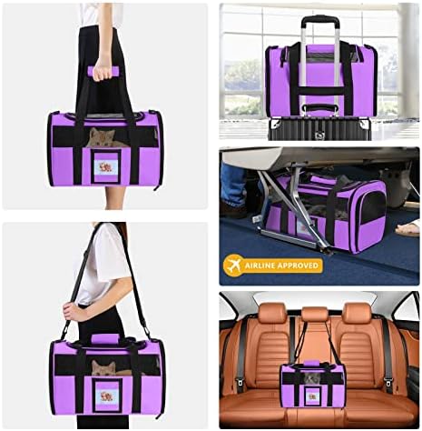 17" Airline Approved Cat Carrier for Cats up to 15lbs, Purple - Image 6