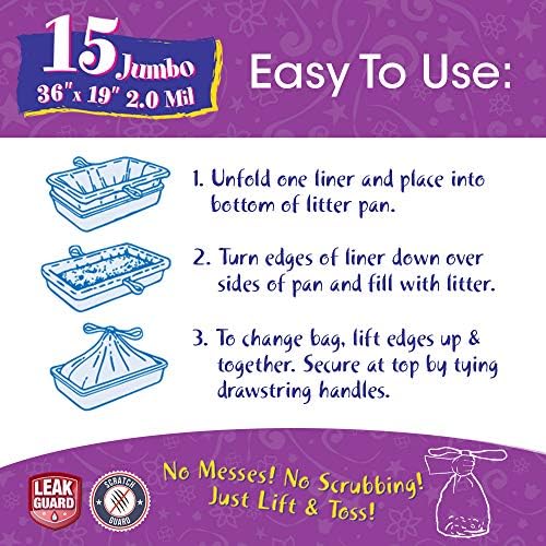 Fresh Kitty Litter Box Liners Super Thick, Durable, Easy Clean Up Jumbo Drawstring Scented Litter Pan Box Liners, Bags for Pet Cats 15 Count (Pack of 3) - Image 6