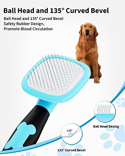 Glendan Dog & Cat Brush- Slicker Pet Brush- Shedding Grooming Tools (Blue) - Image 2