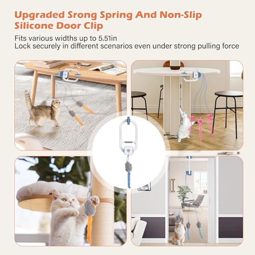 Interactive Cat Toy, Flapping Bird & Rotating Feather Teaser for Indoor Cats, Hanging Doorway Cat Toys with Fishing Pole for Exercise, Boredom Relief & Fun Games - Image 2