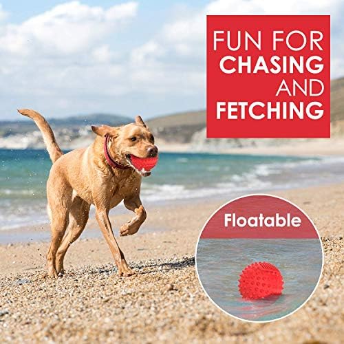 petizer Indestructible 4inch Squeaky Red Dog Balls for Aggressive Chewers, Relieve Anxiety, Interactive Dog Toy, Floatable Rubber Ball for Large Dogs, Indoor, Outdoor, Waterproof - Image 4