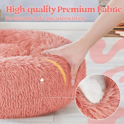 rabbitgoo Calming Cat Beds for Indoor Cats, 30 inches, Pink - Image 6