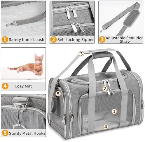 Soft-Sided Cat/Dog/Pet Carrier, Collapsible Pets Travel Carriers - Image 4
