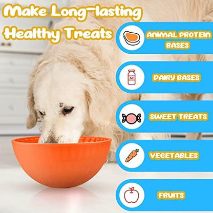 Patelai 4 Pcs Dog Enrichment Lick Bowls, Interactive Dog Slow Licking Feeder Bowl, Boredom Anxiety Eliminate, Mat Wobble Silicone Freeze Feeder for Pet Oral Health for Calming Toy, 4 Colors - Image 5