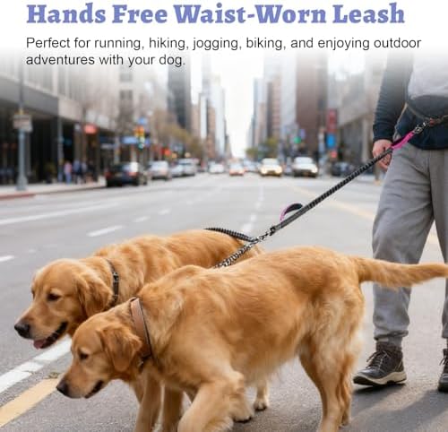 Hands Free Double Dog Leash for Two Dogs- No Tangle No Pull Dual Leash with Padded Adjustable Waist Belt & Reflective Stitching - Ideal for Running, Jogging, Hiking with Medium & Large Breeds - Image 7