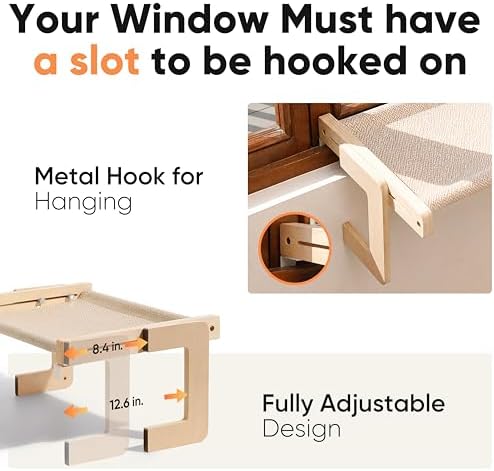 FUKUMARU Cat Window Perch, Sturdy Wood Hammock Window Bed for Indoor Cats - Image 3