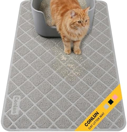 Conlun Cat Litter Mat Litter Trapping Mat, 40" x 28" Premium Durable PVC Grid Mesh with Scatter Control, Non-Slip, Less Waste Cat Litter Box Mat, Soft on Kitty’s Paws, Urine Waterproof by Conlun